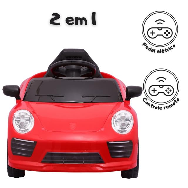 Carro Elétrico 12V de Passeio Infantil com Luz Som e Controle Remoto (Rosa)