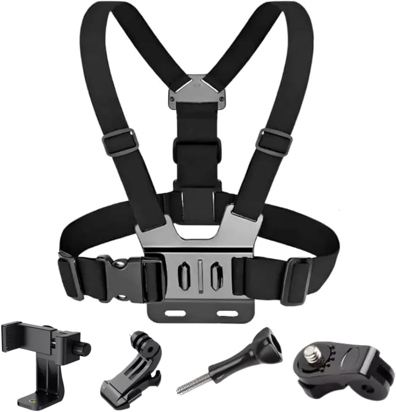 Suporte Peito Peitoral Para Celular E Câmera Esportiva Gopro Chest Band Ajustável 360° Colete Para Vídeo E Filmagem Esporte Moto E Bike Compatível iPhone Android Profissional Confortável TOMÓVI