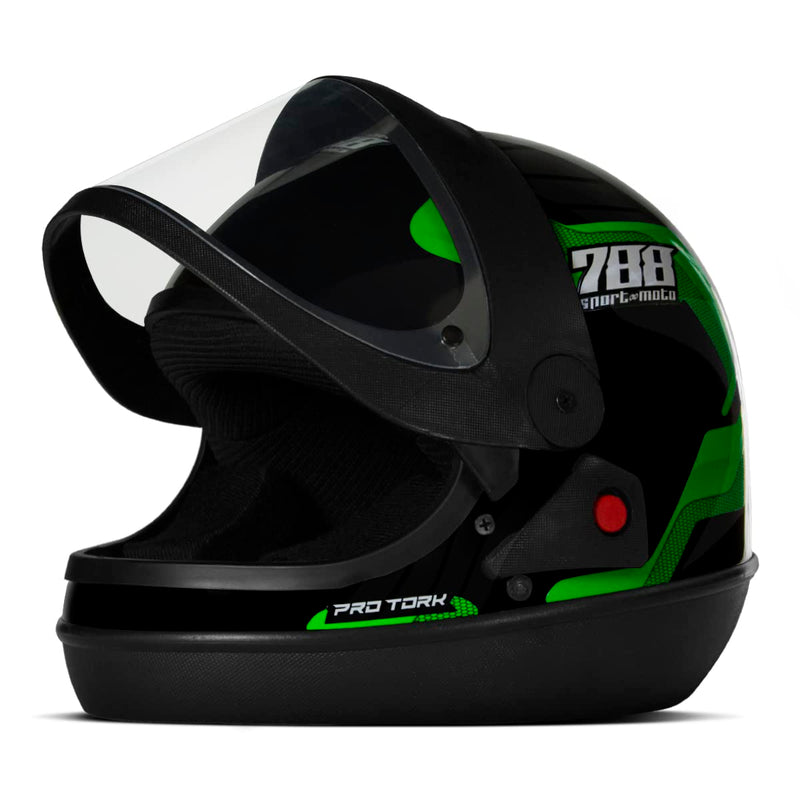 CAPACETE FECHADO PRO TORK SPORT MOTO 788 PRETO - VERDE TAM. 60