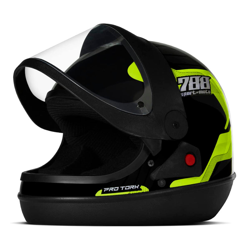 CAPACETE FECHADO PRO TORK SPORT MOTO 788 PRETO - VERDE TAM. 60