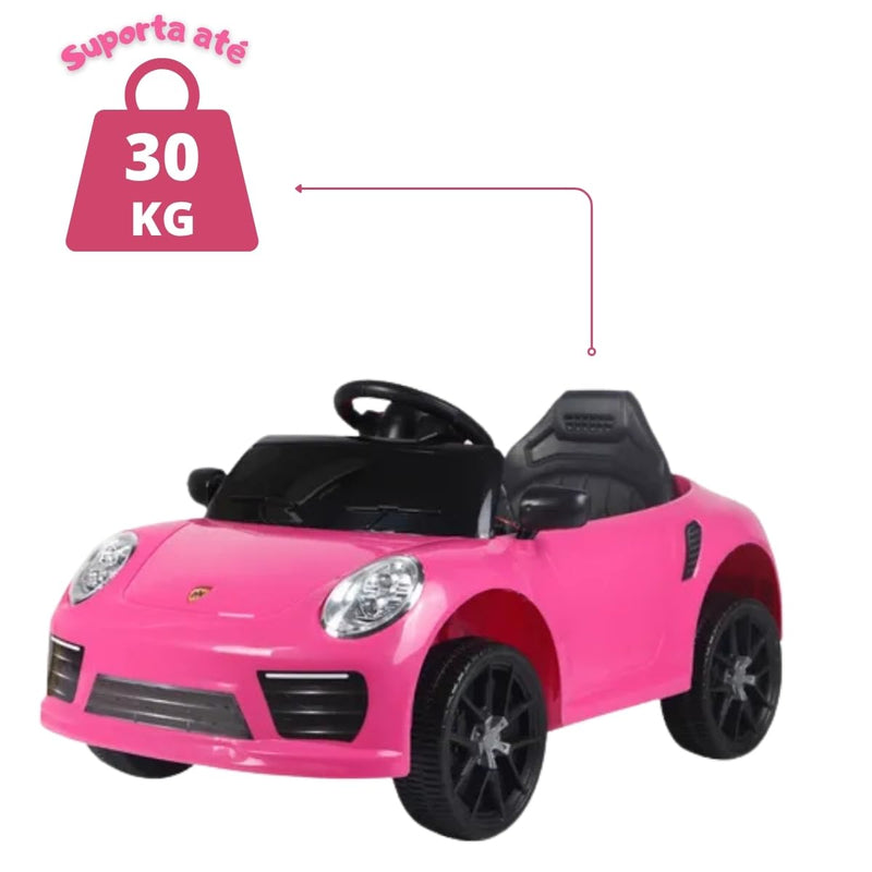 Carro Elétrico 12V de Passeio Infantil com Luz Som e Controle Remoto (Rosa)