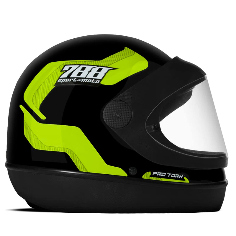 CAPACETE FECHADO PRO TORK SPORT MOTO 788 PRETO - VERDE TAM. 60