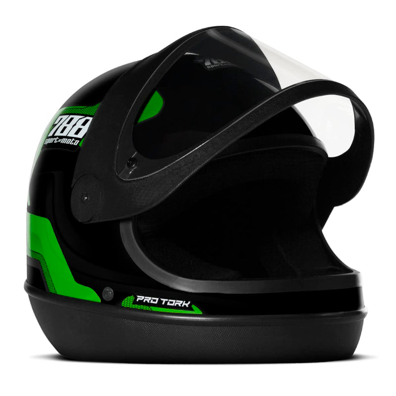 CAPACETE FECHADO PRO TORK SPORT MOTO 788 PRETO - VERDE TAM. 60