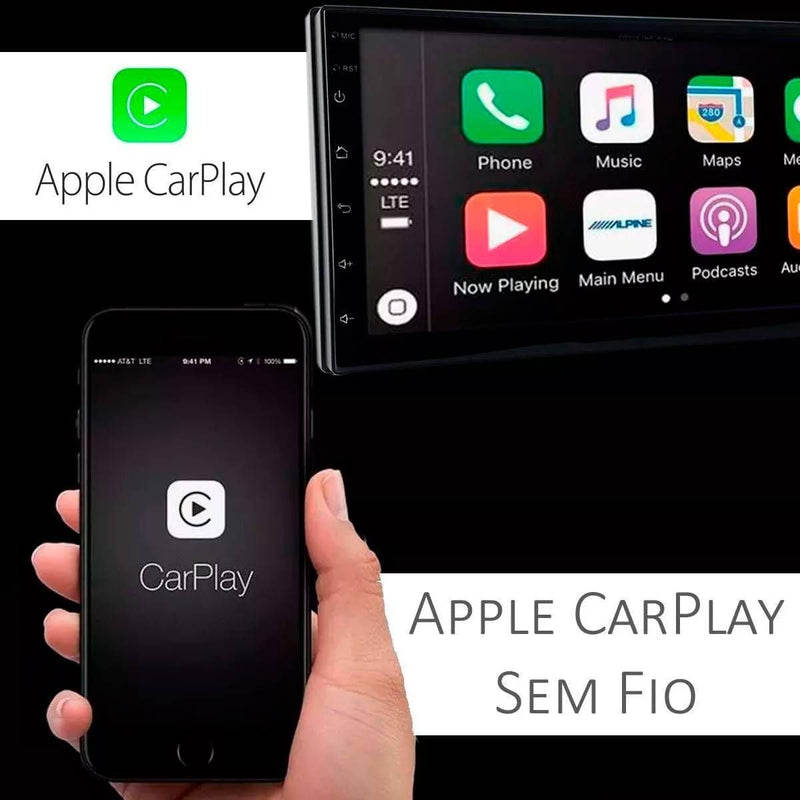 CENTRAL MULTIMÍDIA ANDROID 13, QUAD-CORE 4/64GB, TELA QLED 7" FULL TOUCH, 2 DIN SLIM, USB, SD, AUX, BLUETOOTH, ESPELHA ANDROID E IOS, CARPLAY E ANDROID AUTO COM OU SEM FIO