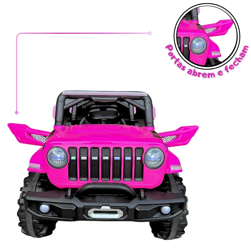 Jipe Infantil Elétrico 12v Carrinho Controle Remoto Música (Preto)