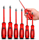 Kit Chaves de Fenda e Phillips Isoladas Profissional 6 Peças com Cabo Emborrachado, Pontas Magnetizadas e Isolamento Elétrico Ferramentas de Precisão para Eletricista