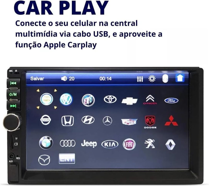 Kit Som Automotivo Mp5 2Din Androidauto Carplay e 2 Falantes 6 Polegadas 110w Rms