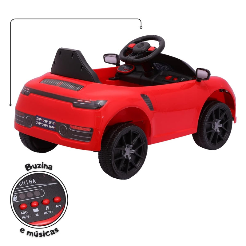 Carro Elétrico 12V de Passeio Infantil com Luz Som e Controle Remoto (Rosa)
