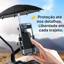 Suporte de Celular com Sombrinha para Moto e Bicicleta – Ajustável 360º, Fixação Ultra Segura, Proteção contra Sol e Chuva, Compatível com Diversos Modelos