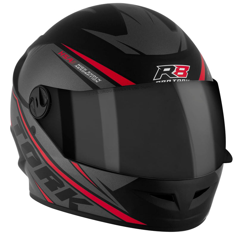 CAPACETE FECHADO PRO TORK R8 VERMELHO TAM. 58 VIS. FUMÊ