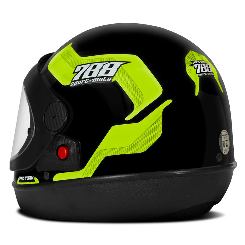 CAPACETE FECHADO PRO TORK SPORT MOTO 788 PRETO - VERDE TAM. 60