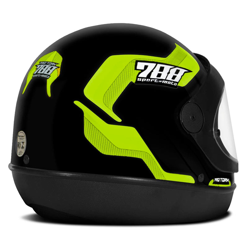 CAPACETE FECHADO PRO TORK SPORT MOTO 788 PRETO - VERDE TAM. 60
