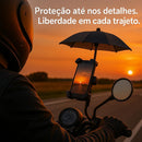 Suporte de Celular com Sombrinha para Moto e Bicicleta – Ajustável 360º, Fixação Ultra Segura, Proteção contra Sol e Chuva, Compatível com Diversos Modelos