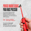 Kit Chaves de Fenda e Phillips Isoladas Profissional 6 Peças com Cabo Emborrachado, Pontas Magnetizadas e Isolamento Elétrico Ferramentas de Precisão para Eletricista