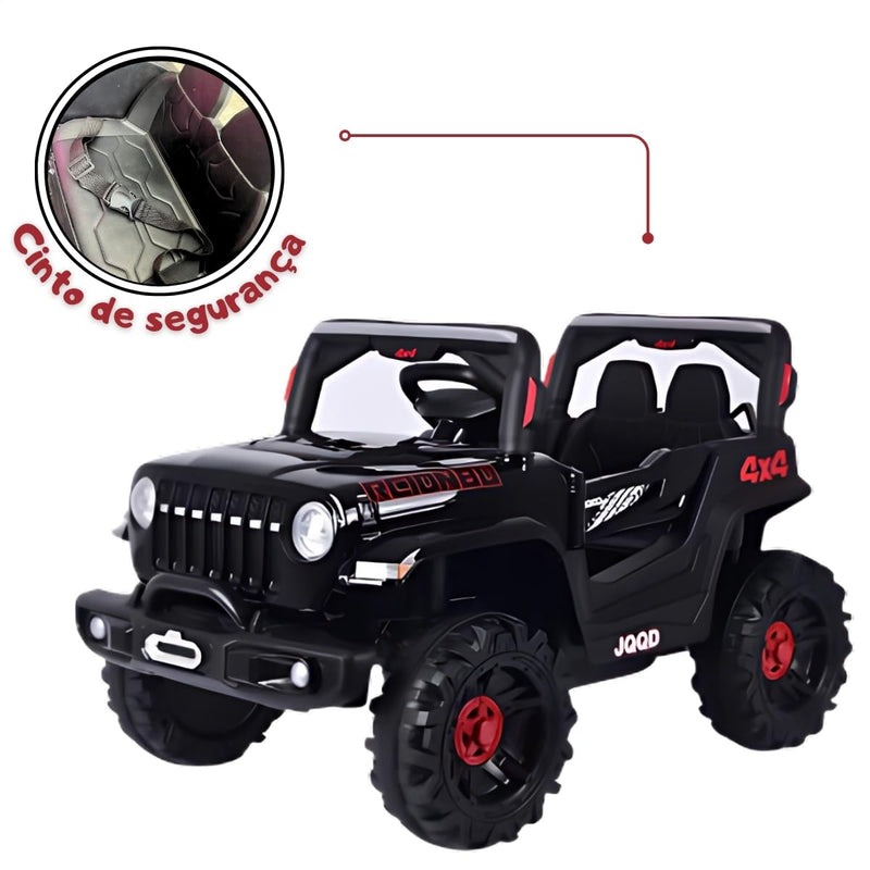 Jipe Infantil Elétrico 12v Carrinho Controle Remoto Música (Preto)