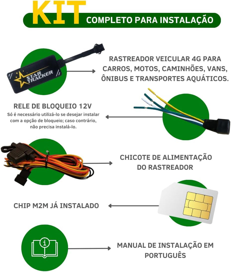 Rastreador Veicular Gps Bloqueador 4G Com Chip E Aplicativo Em Tempo Real Carro Moto Caminhao