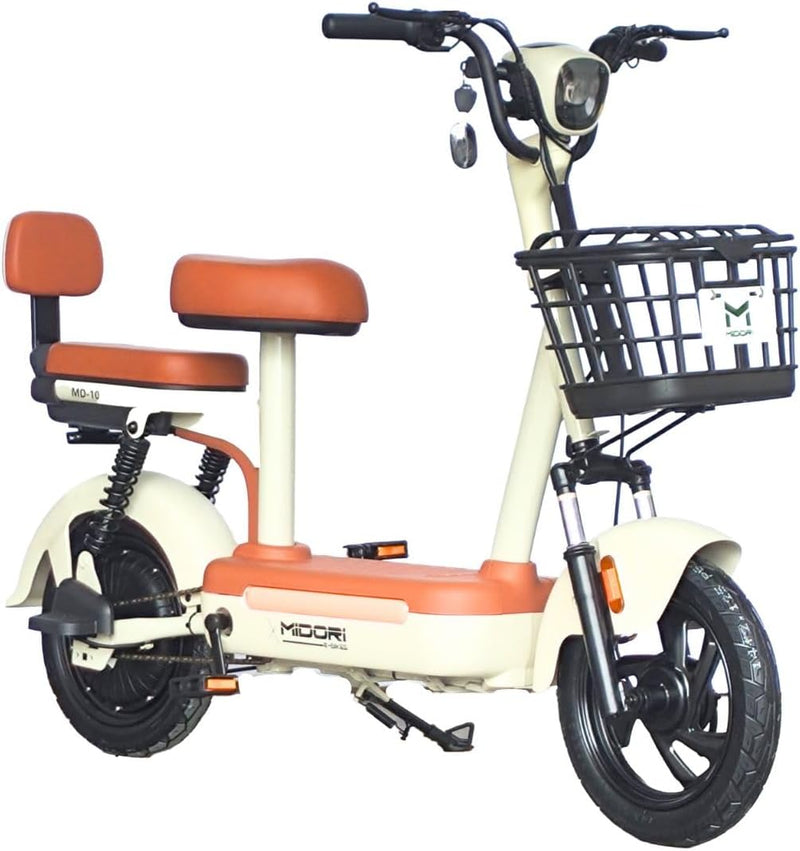 Bicicleta Elétrica Scooter Autopropelida com Alarme 500W 48V MD-10 Bege Midori