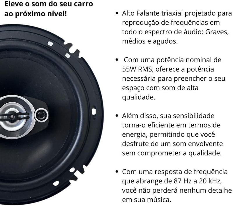 Kit Som Automotivo Mp5 2Din Androidauto Carplay e 2 Falantes 6 Polegadas 110w Rms