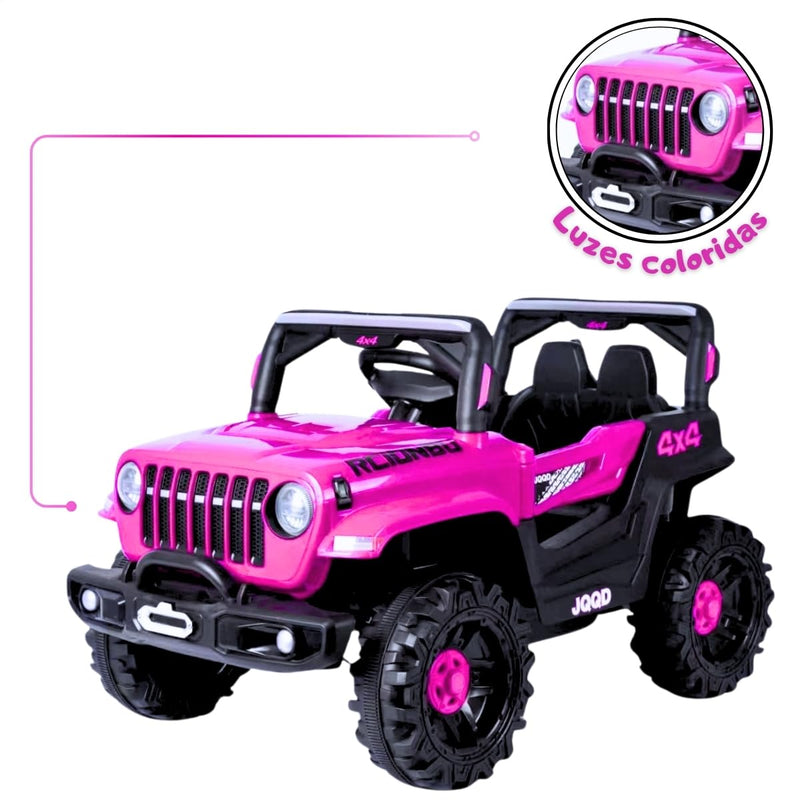 Jipe Infantil Elétrico 12v Carrinho Controle Remoto Música (Preto)