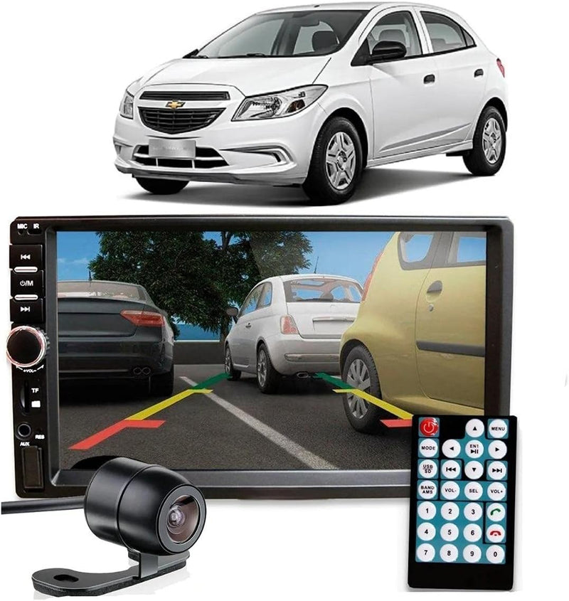 Central Multimidia Onix Joy Espelhamento Bluetooth Mp5 Moldura 2 Din Câmera de Ré