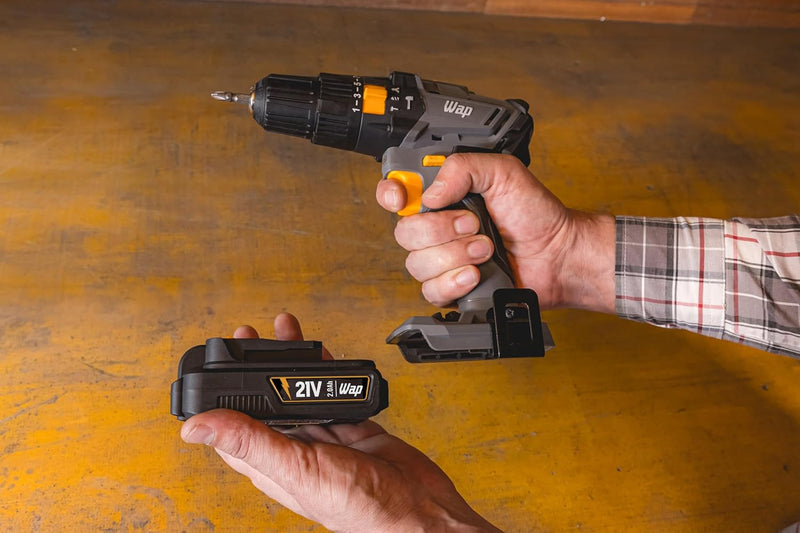 WAP Parafusadeira e Furadeira com Impacto à Bateria 3/8" 21V K21-ID01, com Maleta Organizadora, Torque 21 Níveis, Bivolt