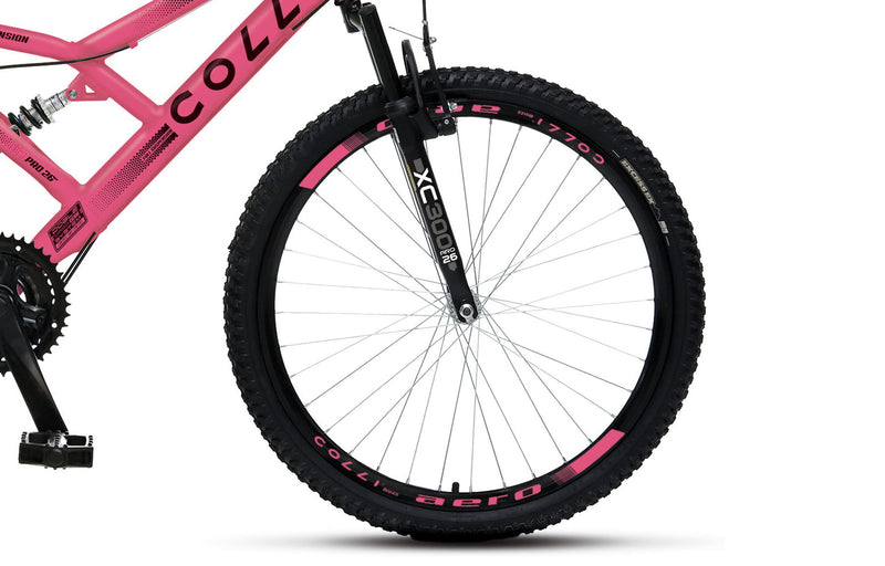 Bicicleta Colli 148 Aro 26 – Dupla Suspensão, 21 Marchas e Freios V-Brake | Aro Aero 36 Raias