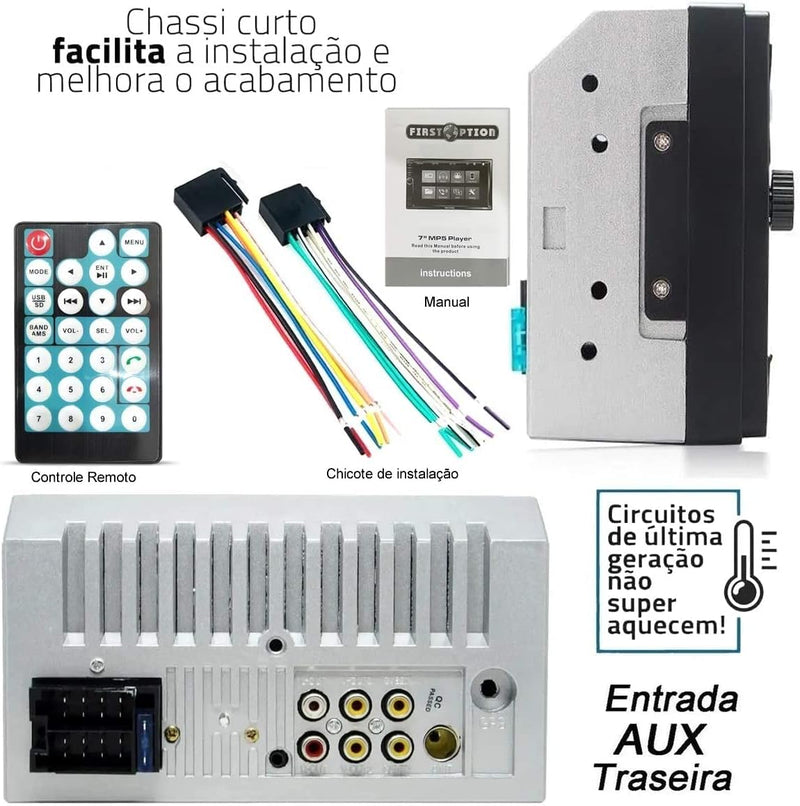 Kit Som Automotivo Mp5 2Din Androidauto Carplay e 2 Falantes 6 Polegadas 110w Rms