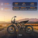 Bicicleta Elétrica para Adultos, Pneu Largo de 20”x4”, 500W e 70NM, Bicicleta Elétrica de Motocicleta de 7 Velocidades, Bateria de 48V, Moto de Terra Até 45Km/h. A única Loja Autorizada "Bemmy-BR"