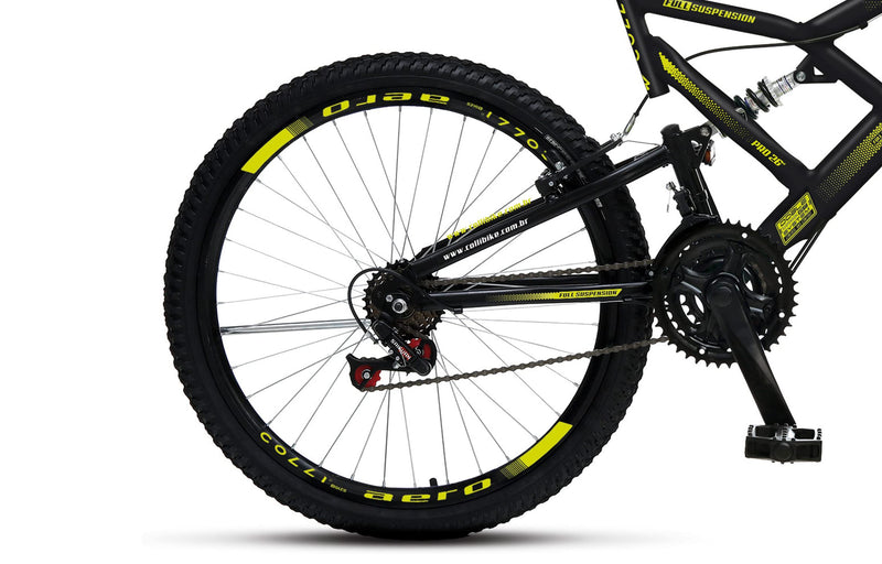 Bicicleta Colli 148 Aro 26 – Dupla Suspensão, 21 Marchas e Freios V-Brake | Aro Aero 36 Raias