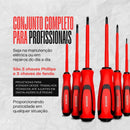 Kit Chaves de Fenda e Phillips Isoladas Profissional 6 Peças com Cabo Emborrachado, Pontas Magnetizadas e Isolamento Elétrico Ferramentas de Precisão para Eletricista