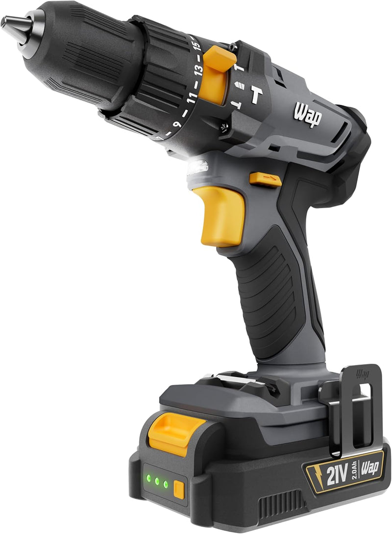 WAP Parafusadeira e Furadeira com Impacto à Bateria 3/8" 21V K21-ID01, com Maleta Organizadora, Torque 21 Níveis, Bivolt