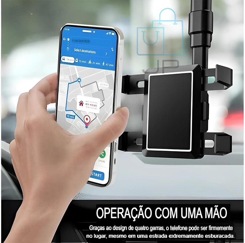 Suporte de Celular Carro Para Retrovisor - Ajustável, Antivibração e Rotação 360° - Compatível com Todos os Telefones e Veículos - JP Varejo Online®
