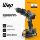 WAP Parafusadeira e Furadeira com Impacto à Bateria 3/8" 21V K21-ID01, com Maleta Organizadora, Torque 21 Níveis, Bivolt