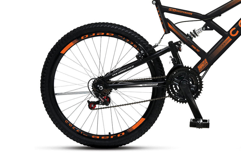 Bicicleta Colli 148 Aro 26 – Dupla Suspensão, 21 Marchas e Freios V-Brake | Aro Aero 36 Raias