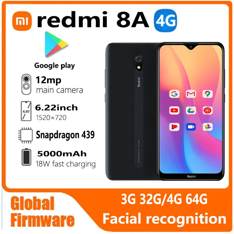 2. Xiaomi Redmi 8A – Bateria 5000mAh, 64GB, Snapdragon 439 – Versão Global Revisada