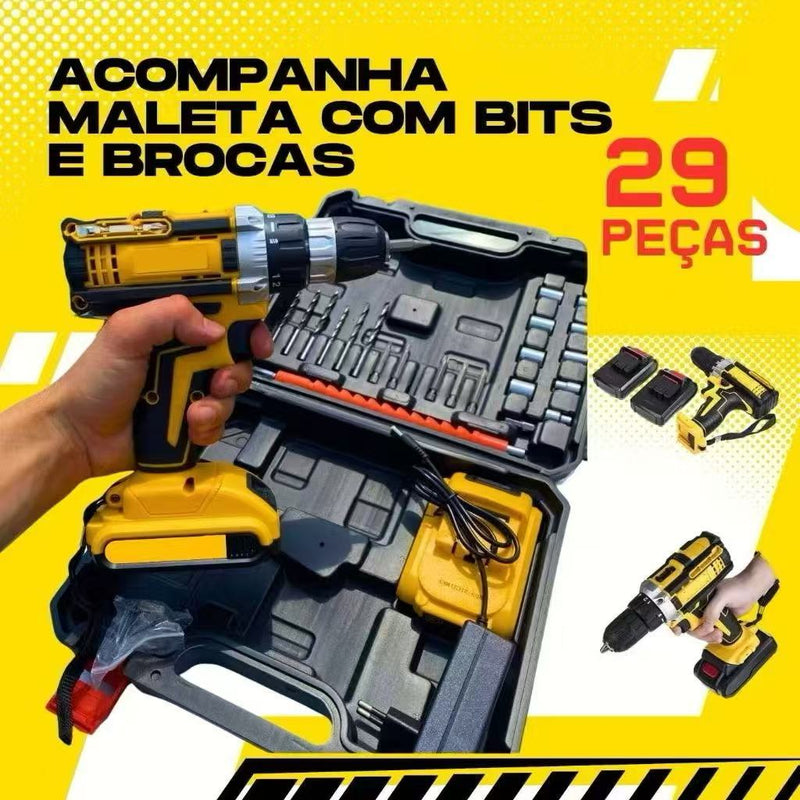 Furadeira/Parafusadeira de Impacto 48V – Combo Premium com Dupla Bateria e Kit Completo de Acessórios