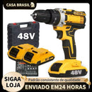 Furadeira/Parafusadeira de Impacto 48V – Combo Premium com Dupla Bateria e Kit Completo de Acessórios
